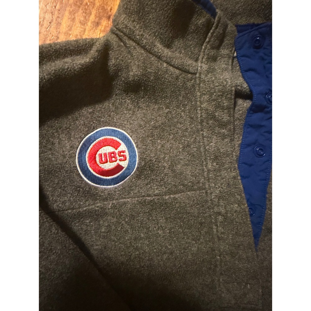 Columbia Fleece Pullover Men Large Gray Chicago Cubs MLB Snap Mock Neck Logo - Picture 2 of 4